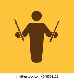 The painter avatar icon. Artist and craftsman symbol. Flat Vector illustration. Button Set