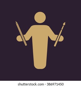 The painter avatar icon. Artist and craftsman symbol. Flat Vector illustration. Button Set