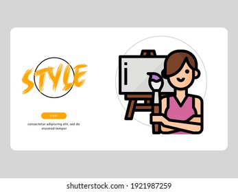 The painter avatar on an life style-themed white background is perfect for learning materials and visual illustration on digital products