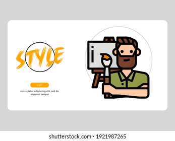 The painter avatar on an life style-themed white background is perfect for learning materials and visual illustration on digital products