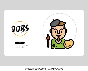 painter avatar on white background, very suitable for learning media