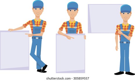 painter and blank sign with space for text
