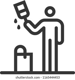 Painter, bold line stick figure icon. The illustration is vector, editable stroke, 48x48 pixel perfect. Crafted with precision and eye for quality.