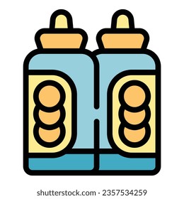 Painter bottles icon outline vector. Art studio. Brush craft color flat