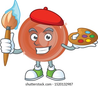 Painter bronze coin cartoon character for collection.