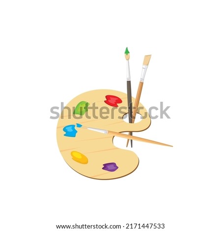 painter brush and color palette element vector concept design template web
