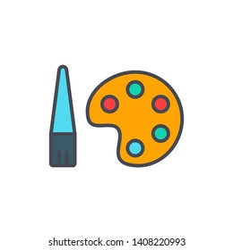 Painter brush and palette vector icon