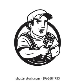 Painter with a brush vintage logo