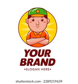 Painter Cartoon Character Logo Vector Template
