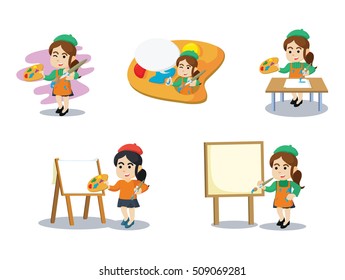 painter cartoon set illustration design