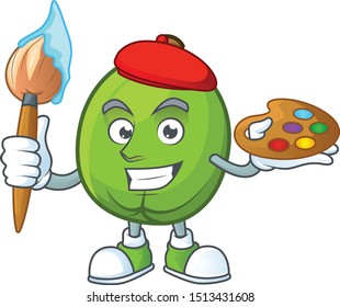 Painter casimiroa fruit cartoon for organic herb