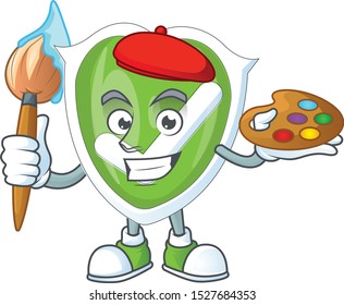 Painter checkmark shield for symbol a protection