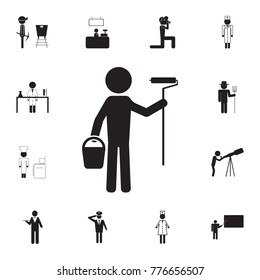 Painter colors the walls icon. Set of professions disasters icons. Signs and symbols collection, simple icons for websites, web design, mobile app, info graphics on white background