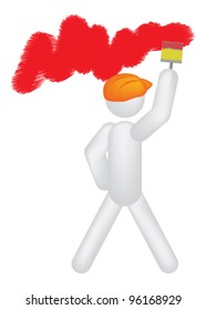 painter colouring wall vector illustration