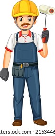 Painter construction worker cartoon character illustration