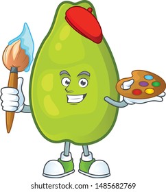 Painter cute papaya on a white background