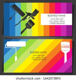 Painter decorator color business card with painting tool