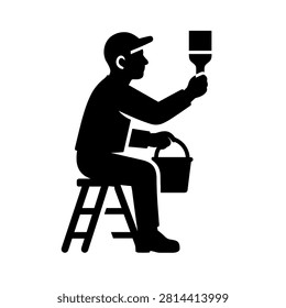 Painter Decorator Wall Painting Brush Bucket Stool Renovation