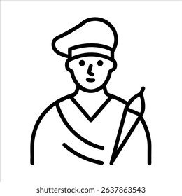 Painter depicted in continuous line art drawing style showcasing the elegance of artistic expression through a minimalist single line illustration for creative inspiration