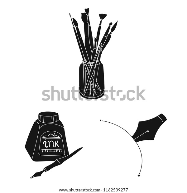 Painter Drawing Black Icons Set Collection Stock Vector (Royalty Free ...