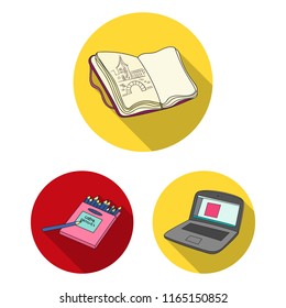 Painter and drawing flat icons in set collection for design. Artistic accessories vector symbol stock web illustration.