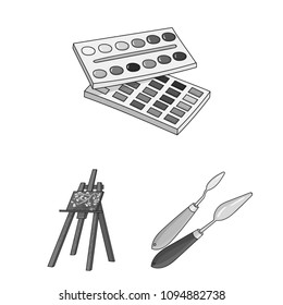 Painter and drawing monochrome icons in set collection for design. Artistic accessories vector symbol stock web illustration.