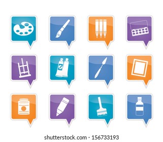 painter, drawing and painting icons -  vector icon set