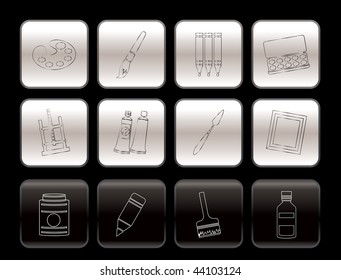 painter, drawing and painting icons -  vector icon set