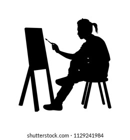 A painter is drawing silhouette vector