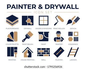 Painter and Drywall Icon Set