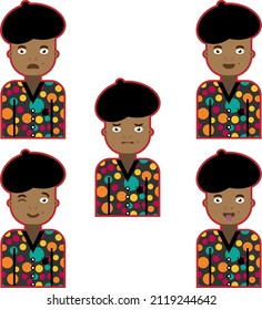 painter flat character set with 5 different expression perfect for design project