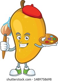 Painter fresh mango character cartoon with mascot