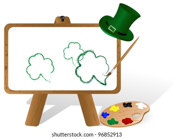 Painter gen canvas and palette with St.Patrick's icons