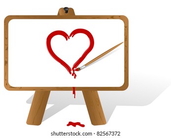 Painter gen canvas and red heart
