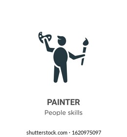 Painter glyph icon vector on white background. Flat vector painter icon symbol sign from modern people skills collection for mobile concept and web apps design.