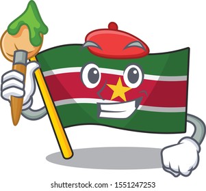 painter happy flag suriname with the cartoon