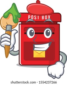 painter happy mailbox in with cartoon cute