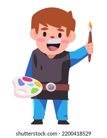 Painter holding brush and color palette art activity creative talent