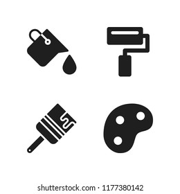 painter icon. 4 painter vector icons set. palette, paint bucket and paint roller icons for web and design about painter theme