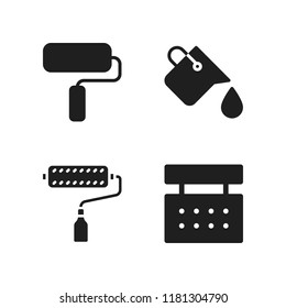 painter icon. 4 painter vector icons set. paints, paint bucket and paint roller icons for web and design about painter theme