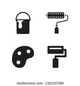 painter icon. 4 painter vector icons set. paint bucket, palette and paint roller icons for web and design about painter theme