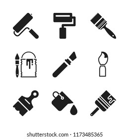 painter icon. 9 painter vector icons set. paint bucket, paint roller and painting brush icons for web and design about painter theme