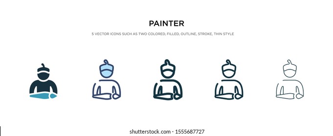 painter icon in different style vector illustration. two colored and black painter vector icons designed in filled, outline, line and stroke style can be used for web, mobile, ui