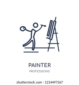 Painter icon. Painter linear symbol design from Professions collection. Simple outline element vector illustration on white background.