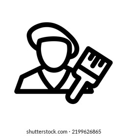 icono del pintor o logotipo símbolo de signo aislado ilustración vectorial - iconos vectoriales de estilo negro de alta calidad
