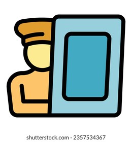 Painter icon outline vector. Art studio. Brush design color flat