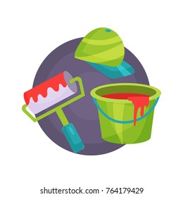 Painter icon, professional repair tools cartoon vector Illustration
