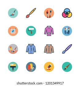 painter icon set. vector set about coat, palette, paint tube and paint brush icons set.