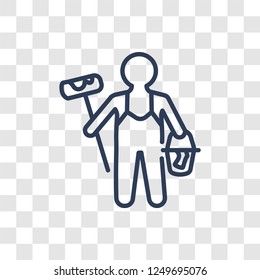 Painter icon. Trendy linear Painter logo concept on transparent background from Professions collection