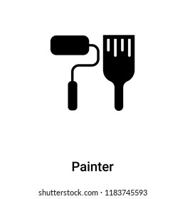 Painter icon vector isolated on white background, logo concept of Painter sign on transparent background, filled black symbol